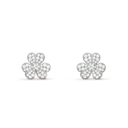 [Charm Aries Jewelry]CLOVER COMOS DIAMOND EARRINGS SILVER