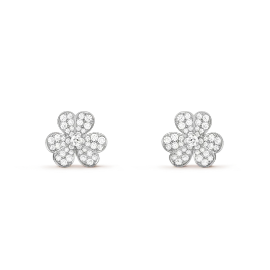 [Charm Aries Jewelry]CLOVER COMOS DIAMOND EARRINGS SILVER