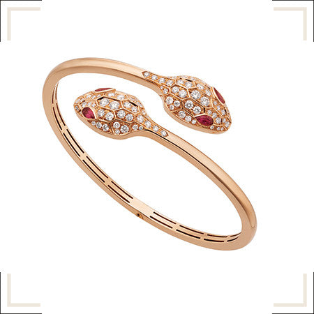 [Charm Aries Jewelry]SERPENTI BRACELET PINK GOLD DIAMOND DOUBLE SNAKE
