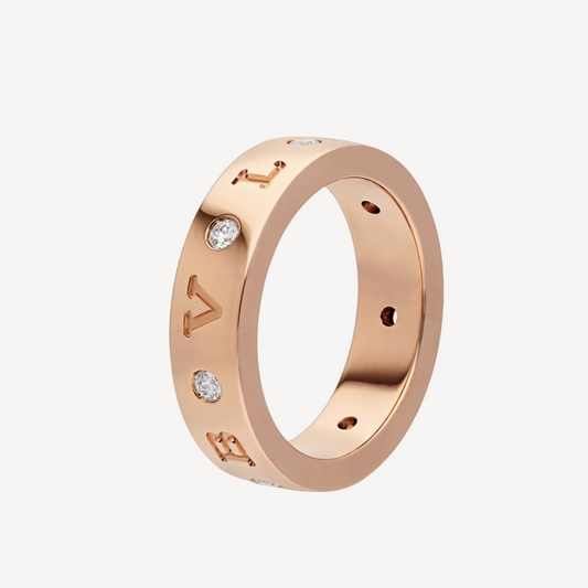 [Charm Aries Jewelry]ZERO 1 ESSENTIAL PINK GOLD BAND WITH DIAMONDS RING
