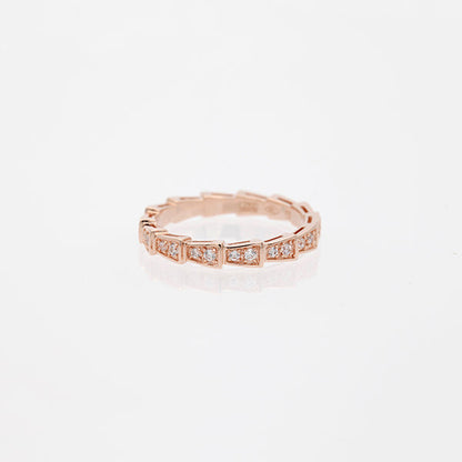 [Charm Aries Jewelry]SERPENTI RING PINK GOLD DIAMOND PAVED 3MM