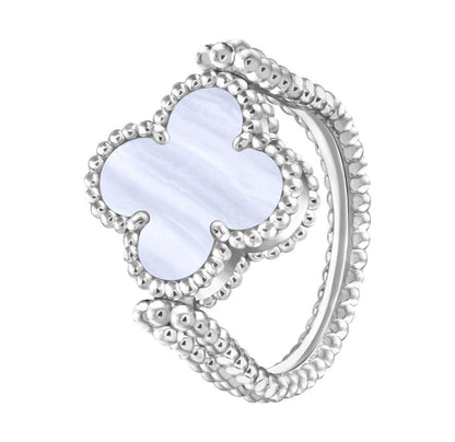 [Charm Aries Jewelry]CLOVER RIVERSIBLE PURPLE CHALCEDONY RING
