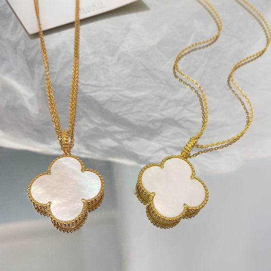 [Charm Aries Jewelry]CLOVER 25MM MOP LARGE PENDANT NECKLACE