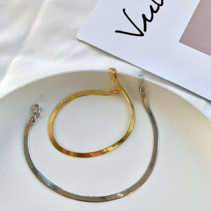 [Charm Aries Jewelry]Flat Snake Bone Chain Blade Necklace