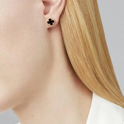 [Charm Aries Jewelry]CLOVER MINI 9.5MM BLACK MOP EARRINGS