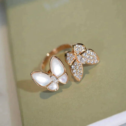 [Charm Aries Jewelry]TWIN BUTTERFLY DIAMOND MOP RING