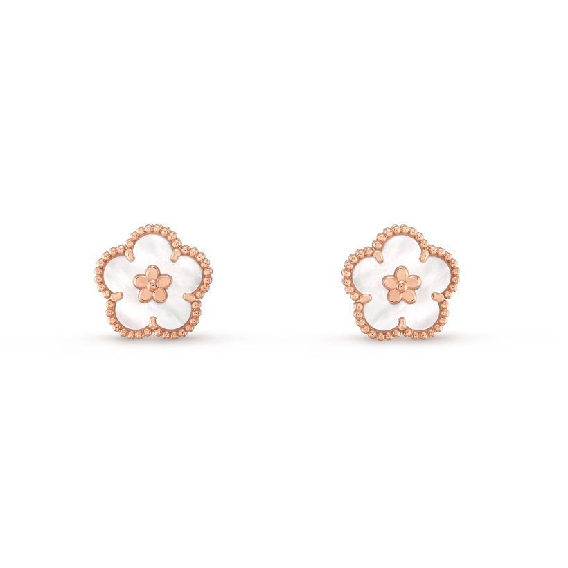 [Charm Aries Jewelry]LUCKY PINK GOLD WHITE MOP EARRINGS