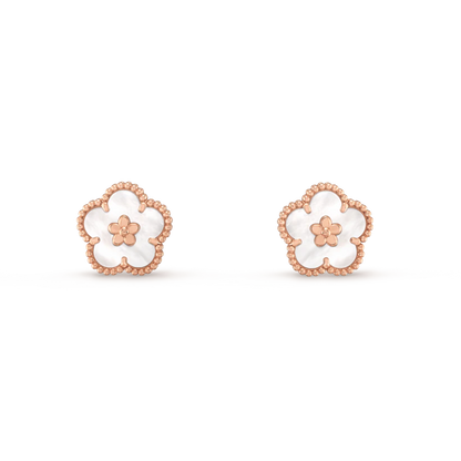 [Charm Aries Jewelry]LUCKY PINK GOLD WHITE MOP EARRINGS