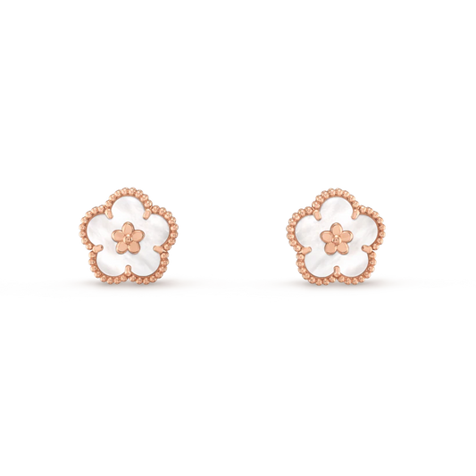 [Charm Aries Jewelry]LUCKY PINK GOLD WHITE MOP EARRINGS