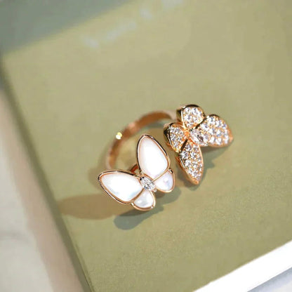 [Charm Aries Jewelry]TWIN BUTTERFLY DIAMOND MOP RING