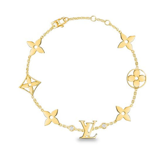 [Charm Aries Jewelry]STAR AND SUN 7 MOTIFS GOLD BRACELET
