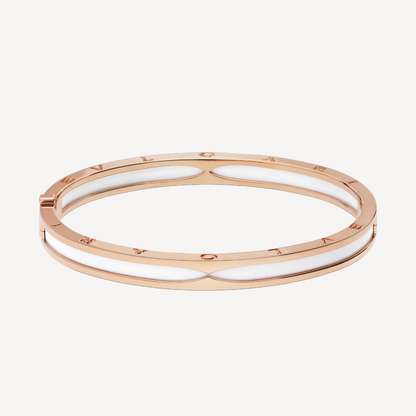 [Charm Aries Jewelry]ZERO 1 PINK GOLD WITH WHITE CERAMIC BRACELET