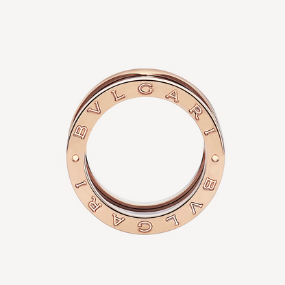 [Charm Aries Jewelry]ZERO 1 FOUR-BAND LOOPS AND BLACK CERAMIC SPIRAL PINK GOLD RING