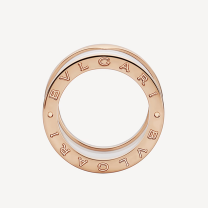 [Charm Aries Jewelry]ZERO 1 FOUR-BAND LOOPS AND WHITE CERAMIC SPIRAL PINK GOLD RING