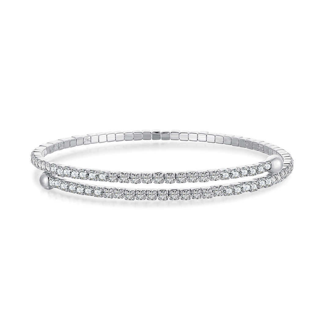[Charm Aries Jewelry]Row of Diamonds Round Fashion Bracelet