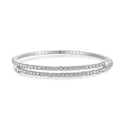 [Charm Aries Jewelry]Row of Diamonds Round Fashion Bracelet