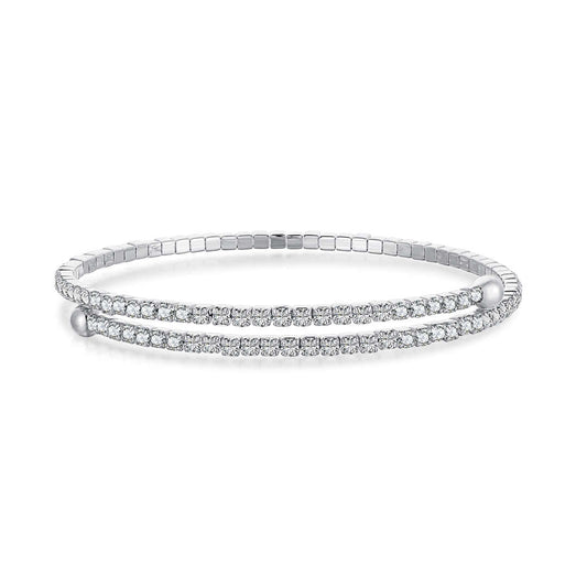 [Charm Aries Jewelry]Row of Diamonds Round Fashion Bracelet