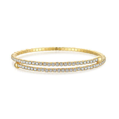 [Charm Aries Jewelry]Row of Diamonds Round Fashion Bracelet