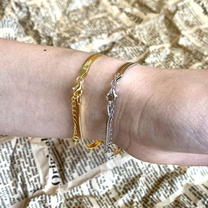 [Charm Aries Jewelry]Flat Snake Bone Chain Blade Necklace