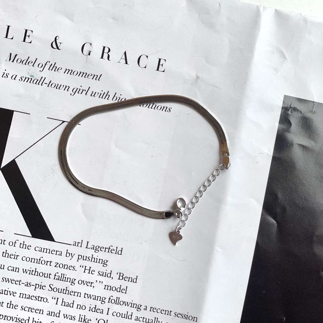 [Charm Aries Jewelry]Flat Snake Bone Chain Blade Necklace