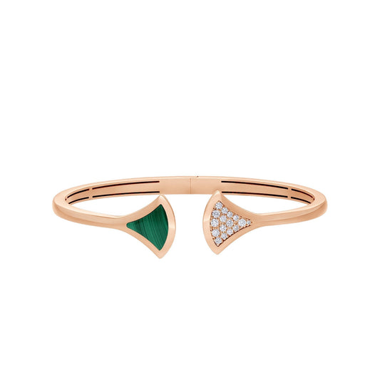 [Charm Aries Jewelry]DREAM BRACELET OPEN MALACHITE PINK GOLD