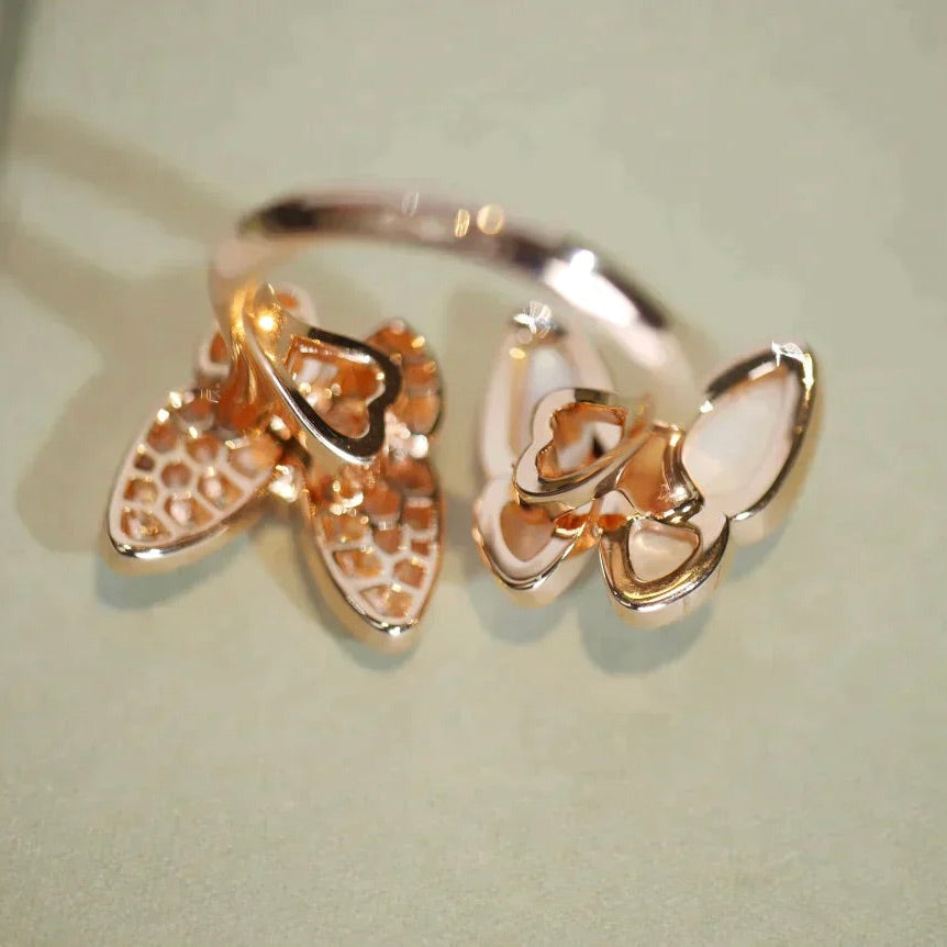 [Charm Aries Jewelry]TWIN BUTTERFLY DIAMOND MOP RING