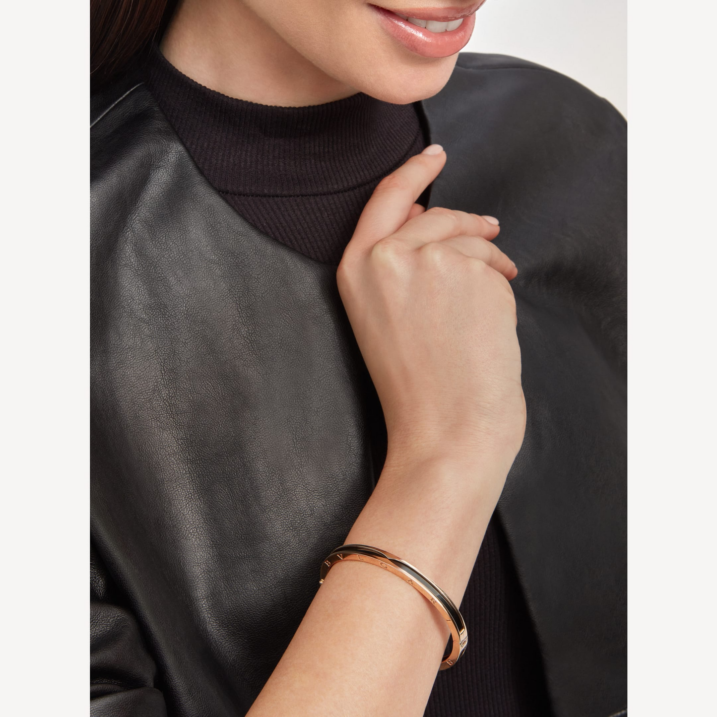 [Charm Aries Jewelry]ZERO 1 PINK GOLD WITH BLACK CERAMIC BRACELET