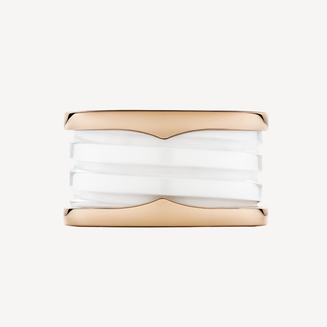 [Charm Aries Jewelry]ZERO 1 FOUR-BAND LOOPS AND WHITE CERAMIC SPIRAL PINK GOLD RING