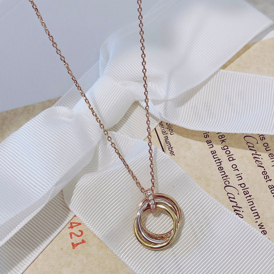 [Charm Aries Jewelry]TRINITY NECKLACE GOLD  DIAMONDS