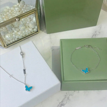 [Charm Aries Jewelry]BUTTERFLY TURQUOISE BUTTERFLY BRACELET SILVER