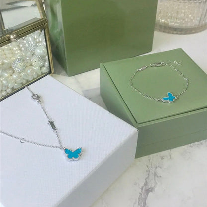 [Charm Aries Jewelry]BUTTERFLY TURQUOISE BUTTERFLY BRACELET SILVER