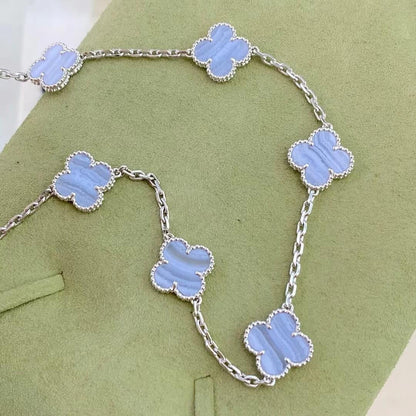 [Charm Aries Jewelry]CLOVER 10 MOTIFS PURPLE CHALCEDONY NECKLACE