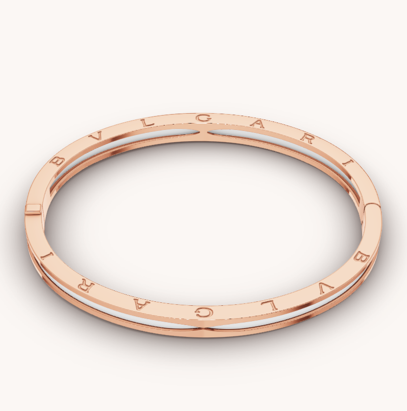 [Charm Aries Jewelry]ZERO 1 PINK GOLD WITH WHITE CERAMIC BRACELET