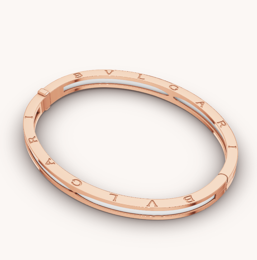[Charm Aries Jewelry]ZERO 1 PINK GOLD WITH WHITE CERAMIC BRACELET