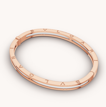 [Charm Aries Jewelry]ZERO 1 PINK GOLD WITH WHITE CERAMIC BRACELET