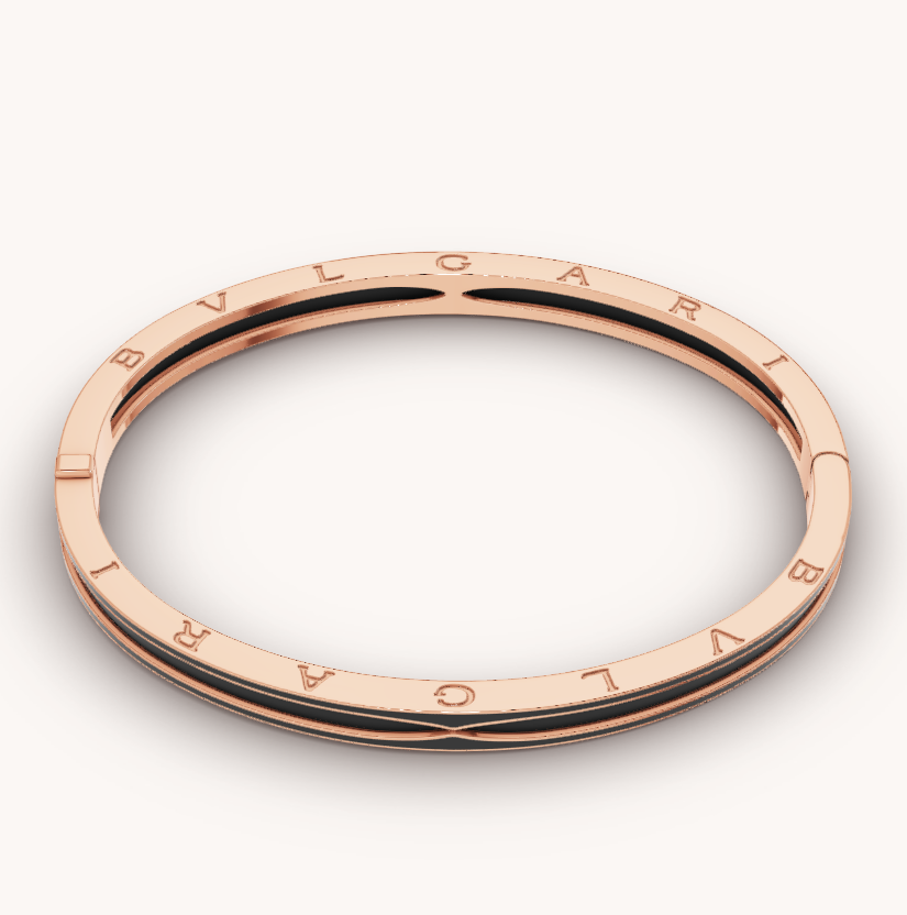 [Charm Aries Jewelry]ZERO 1 PINK GOLD WITH MATTE BLACK CERAMIC BRACELET