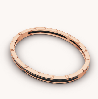 [Charm Aries Jewelry]ZERO 1 PINK GOLD WITH MATTE BLACK CERAMIC BRACELET