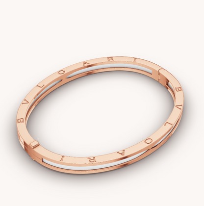 [Charm Aries Jewelry]ZERO 1 PINK GOLD WITH WHITE CERAMIC BRACELET