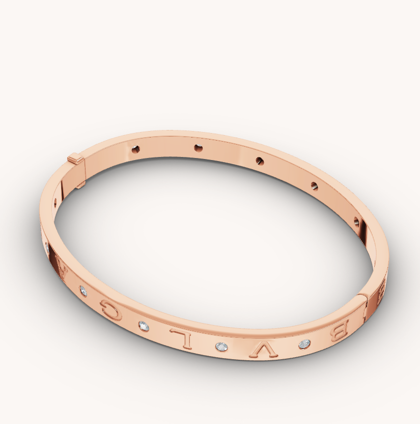 [Charm Aries Jewelry]ZERO 1 PINK GOLD 12 DIAMONDS BRACELET