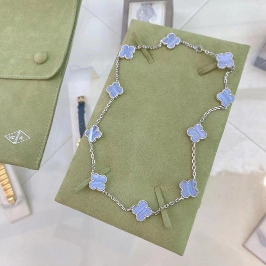[Charm Aries Jewelry]CLOVER 10 MOTIFS PURPLE CHALCEDONY NECKLACE