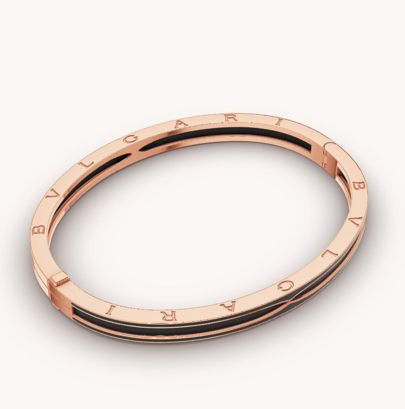 [Charm Aries Jewelry]ZERO 1 PINK GOLD WITH MATTE BLACK CERAMIC BRACELET