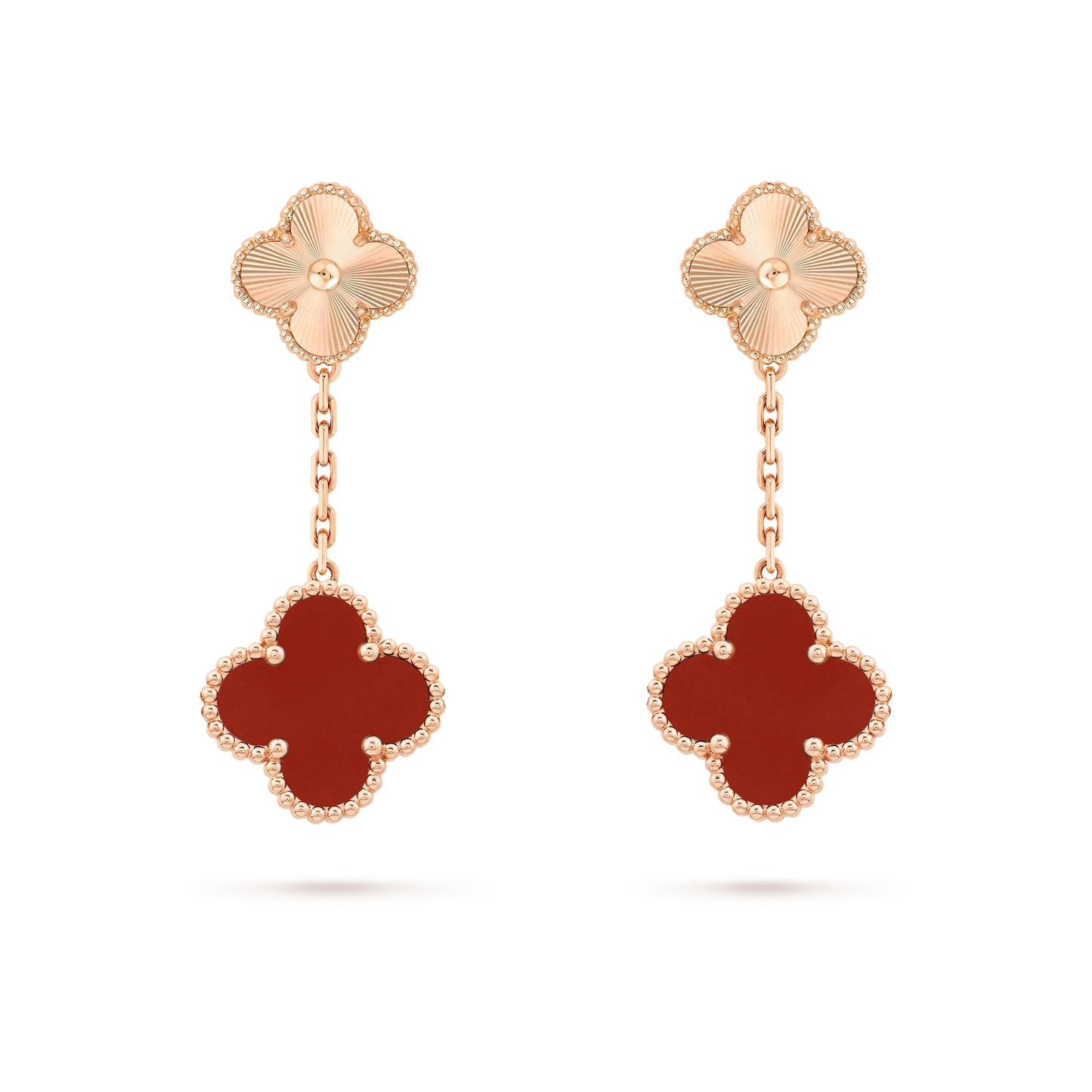 [Charm Aries Jewelry]CLOVER 2 MOTIF  LASER CARNELIAN EARRINGS