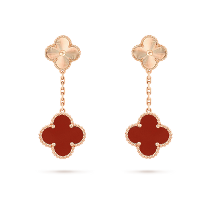 [Charm Aries Jewelry]CLOVER 2 MOTIF  LASER CARNELIAN EARRINGS