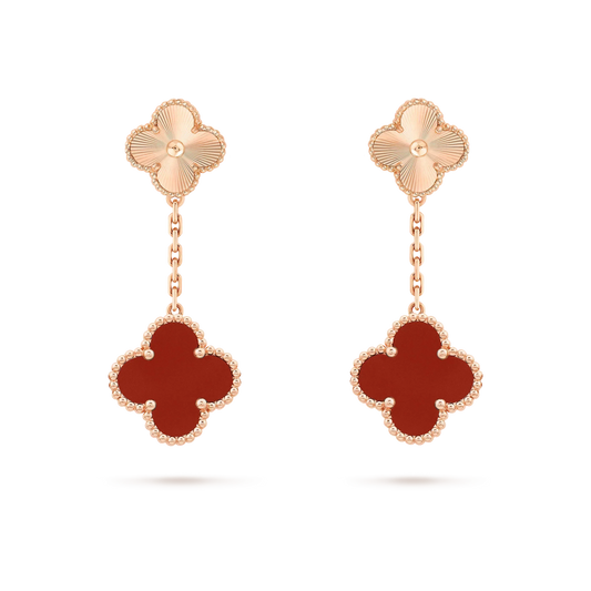 [Charm Aries Jewelry]CLOVER 2 MOTIF  LASER CARNELIAN EARRINGS