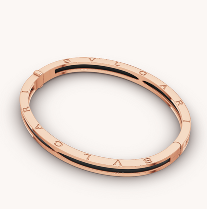 [Charm Aries Jewelry]ZERO 1 PINK GOLD WITH BLACK CERAMIC BRACELET