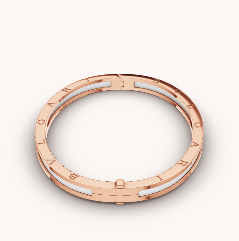 [Charm Aries Jewelry]ZERO 1 PINK GOLD WITH WHITE CERAMIC BRACELET