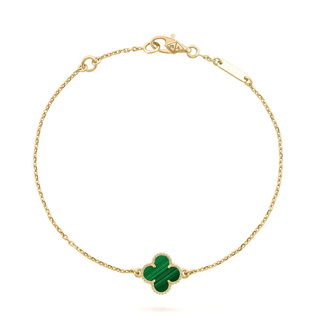 [Charm Aries Jewelry]CLOVER BRACELET MALACHITE 1 MOTIF