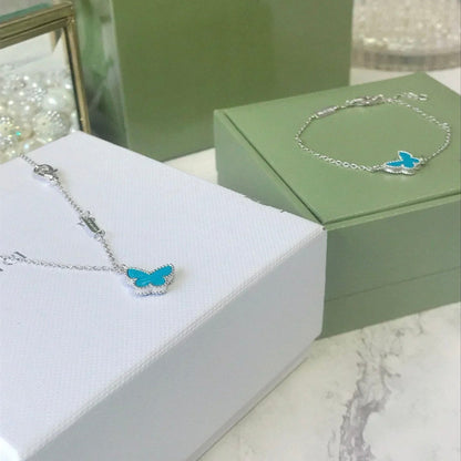 [Charm Aries Jewelry]BUTTERFLY TURQUOISE BUTTERFLY BRACELET SILVER