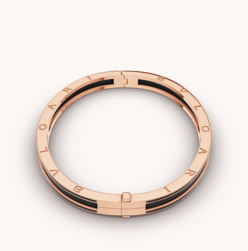 [Charm Aries Jewelry]ZERO 1 PINK GOLD WITH MATTE BLACK CERAMIC BRACELET