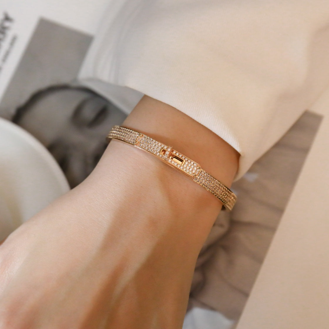 [Charm Aries Jewelry]KELLY BRACELET DIAMOND PAVED